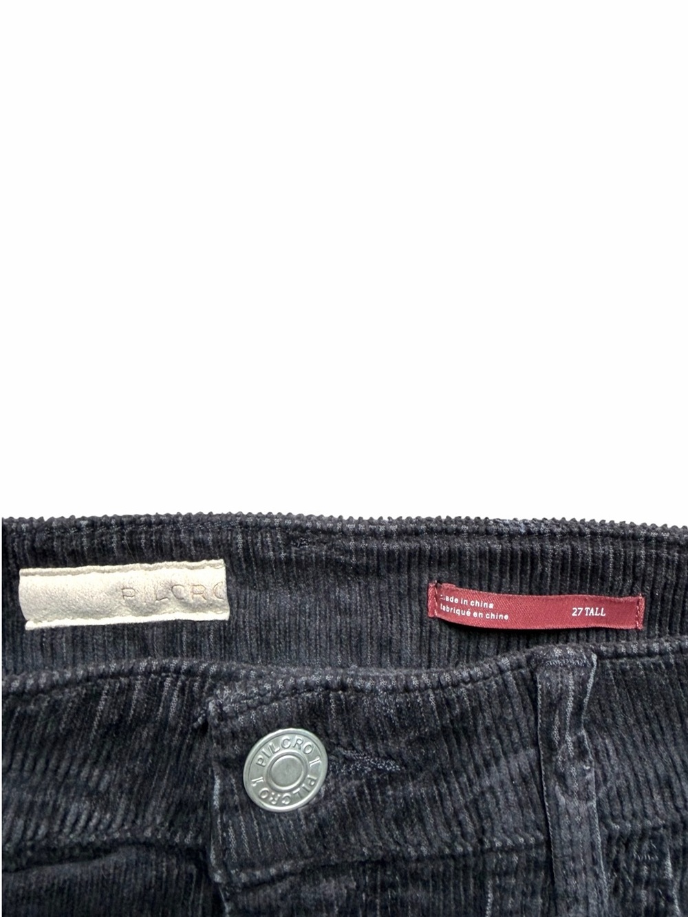 Pilcro The Icon Flare Corduroy Pants 27T Gray Stretch Mid Rise Patch Pockets - Picture 2 of 7